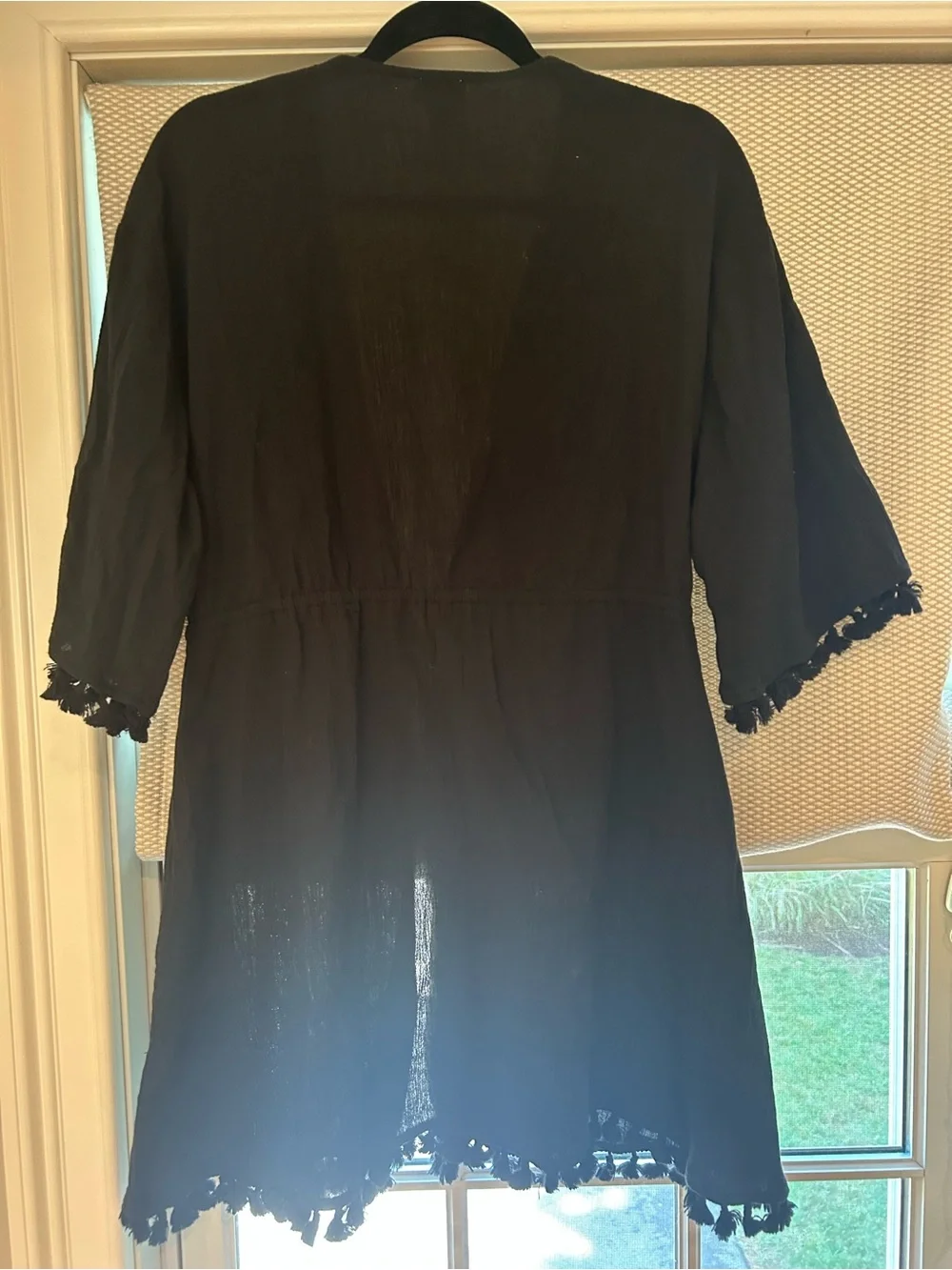 Women's J Crew like new  Black Tassel-Trim Cover-Up Dress